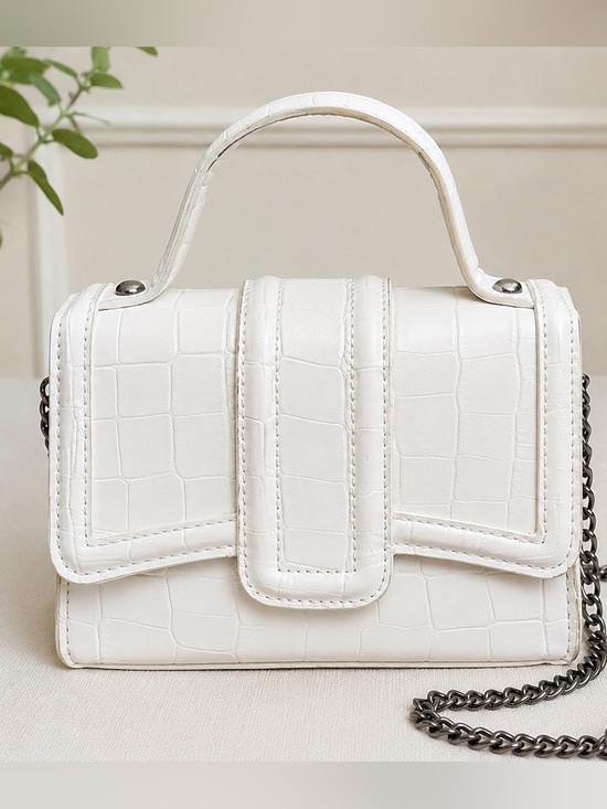 Zara Handbags - 🖤 Zara Crossbody White Mini Top Handle Purse with Chain Strap